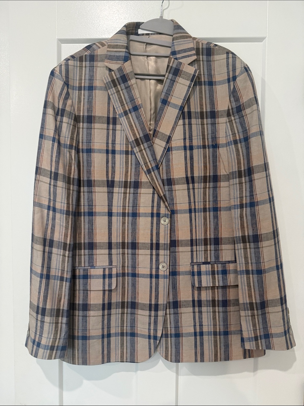 Lauren Ralph Lauren Beige and Blue Plaid Sport Coat